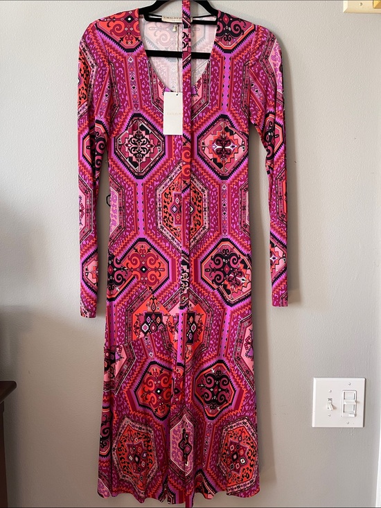 Emilio Pucci Dresses & Skirts - Emilio Pucci Pink & Black Geometric Long Sleeve Midi Dress with belt NEW